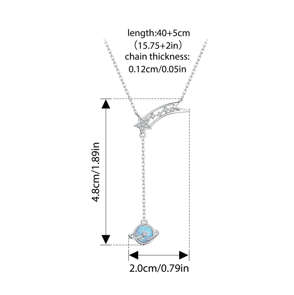 925 Sterling Silver Opal Planet Necklace