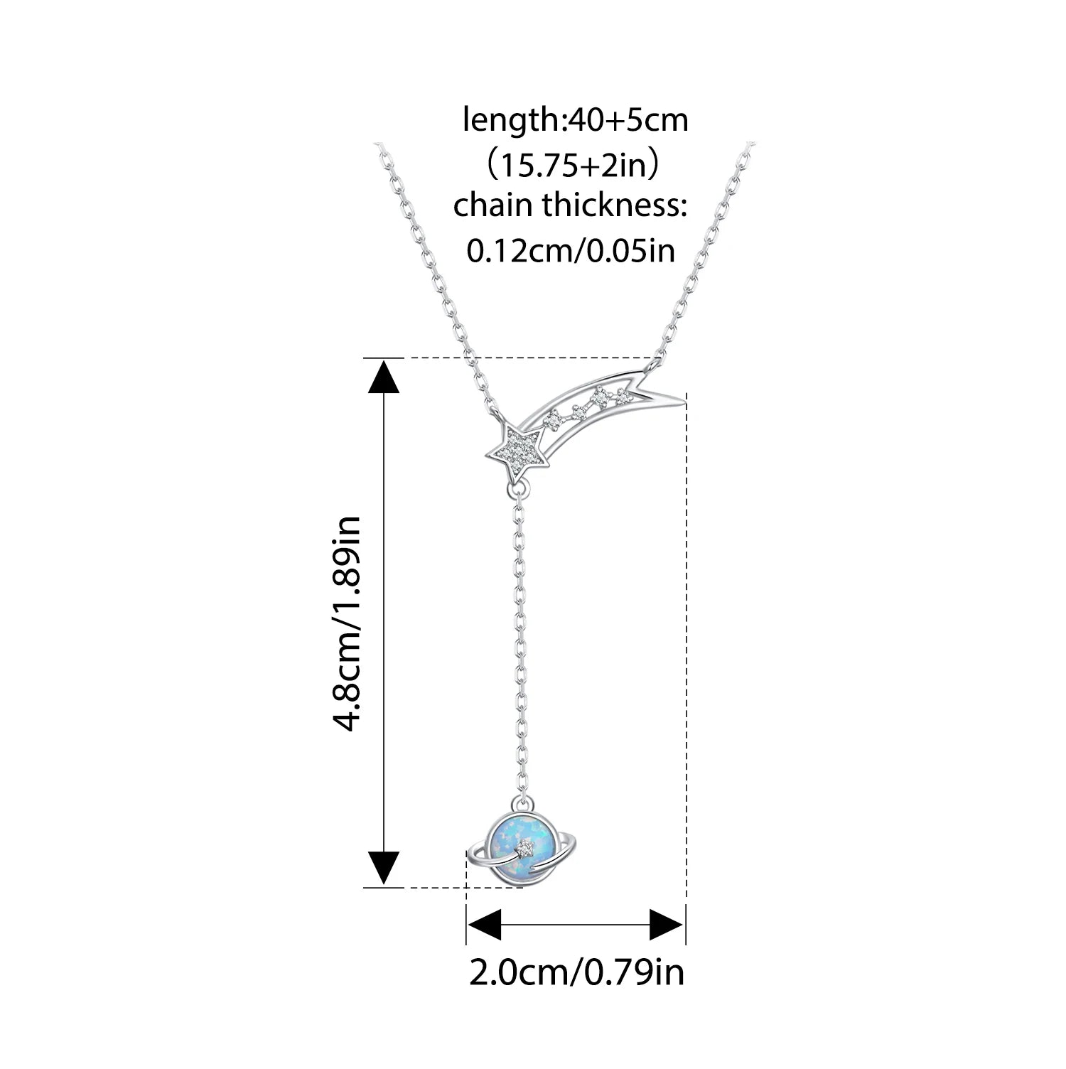 925 Sterling Silver Opal Planet Necklace