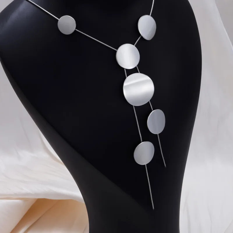 Large Round Pendant Long Necklace