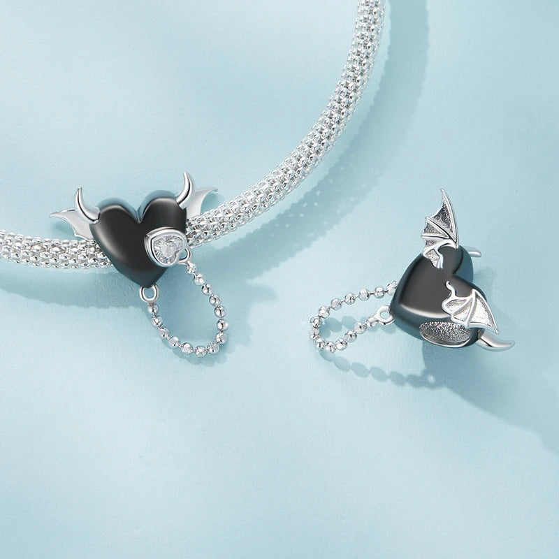 925 Sterling Silver Black Swan Devil Faith Charm