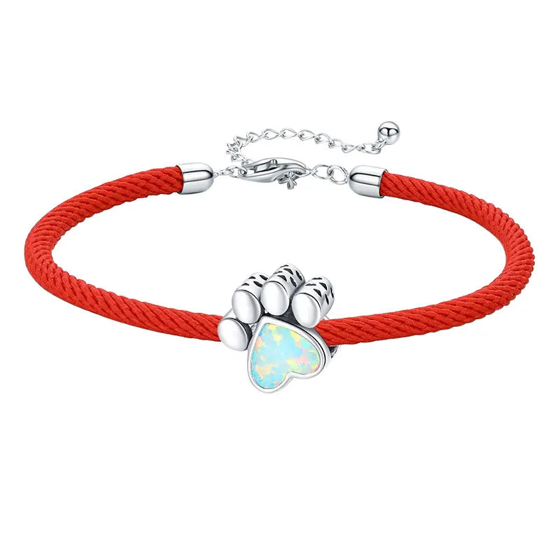 925 Sterling Silver Red Rope Enamel Charm Bracelet