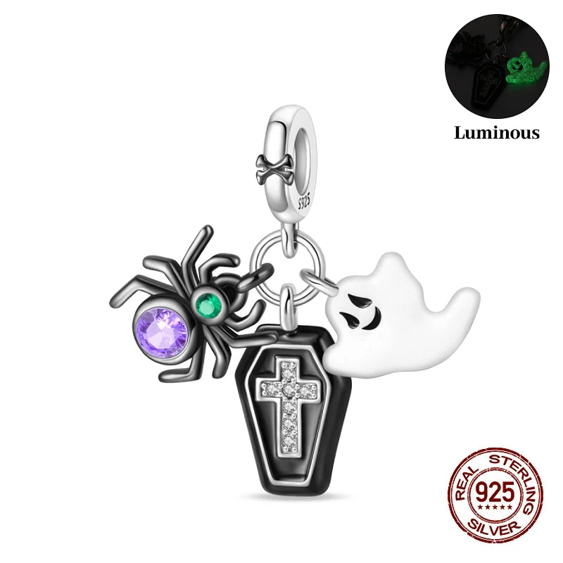 925 Sterling Silver Halloween Luminous Charm Bead