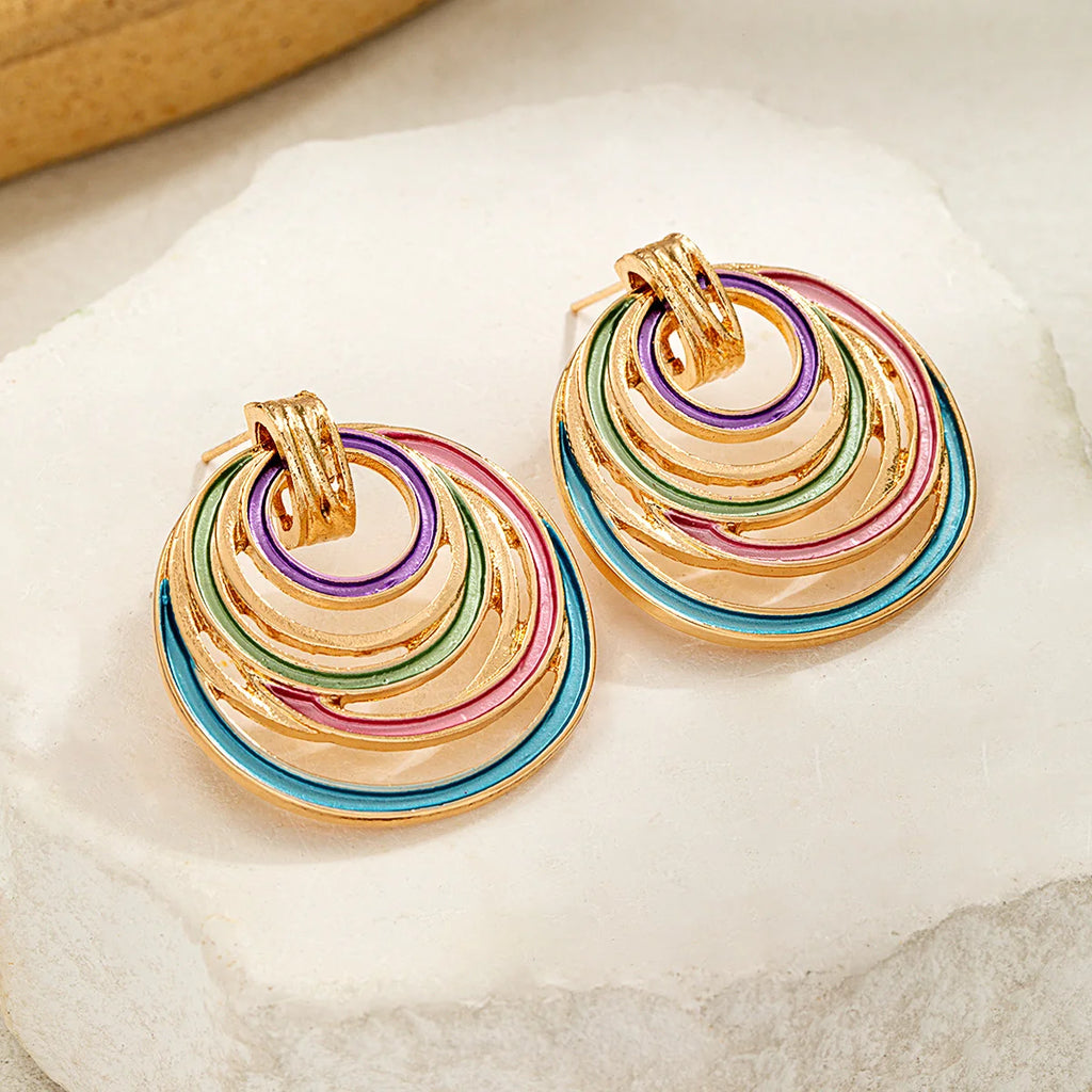 Vintage Ethnic Enamel Necklace & Earrings Set