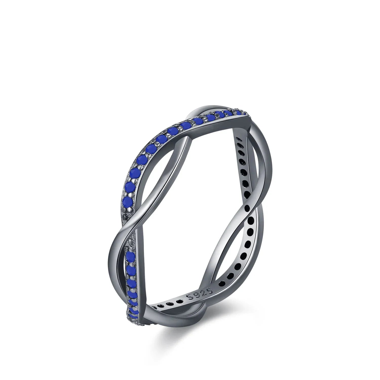 925 Sterling Silver Colorful CZ Geometric Twist Ring
