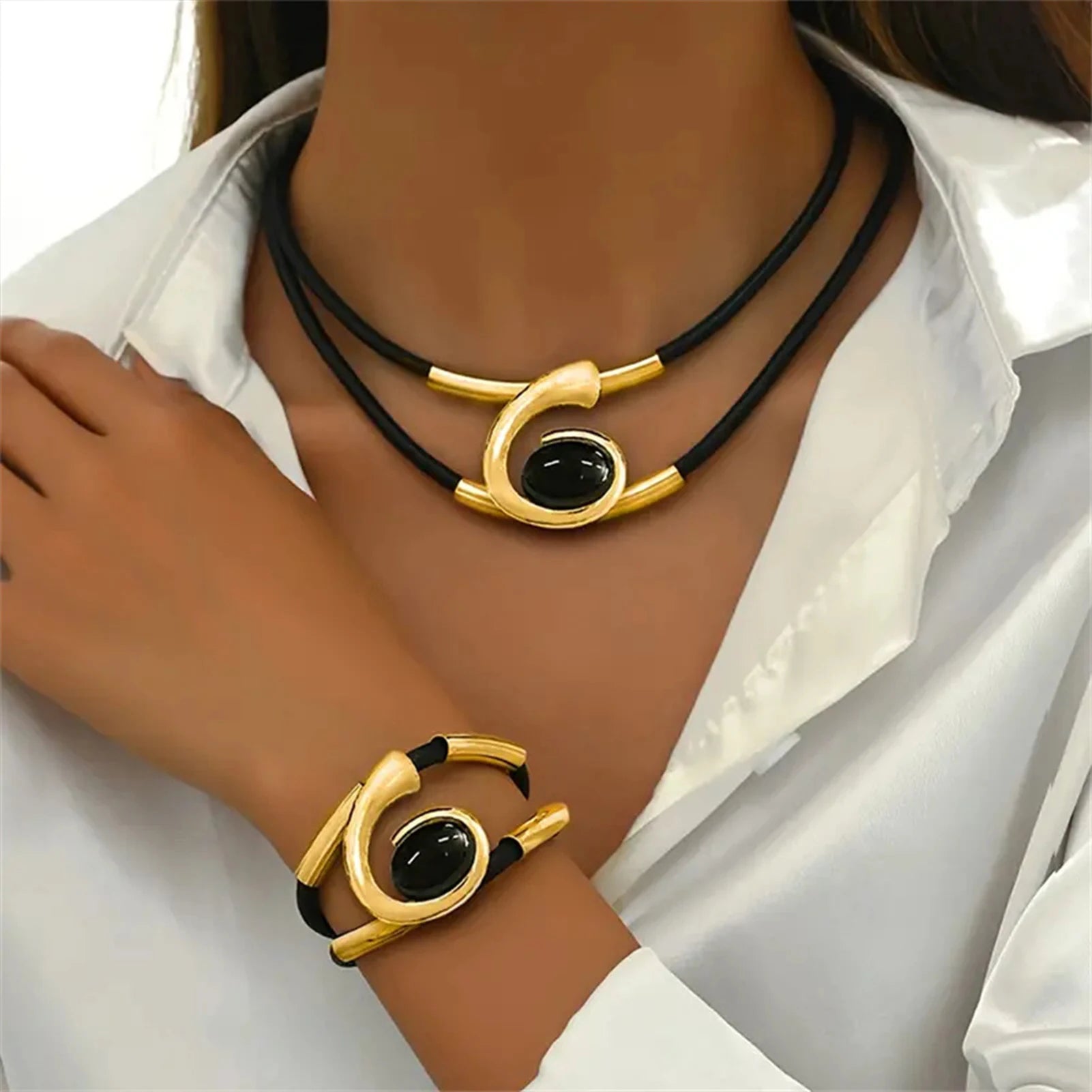 Bohemian Retro Spiral Acrylic Necklace & Bracelet Set