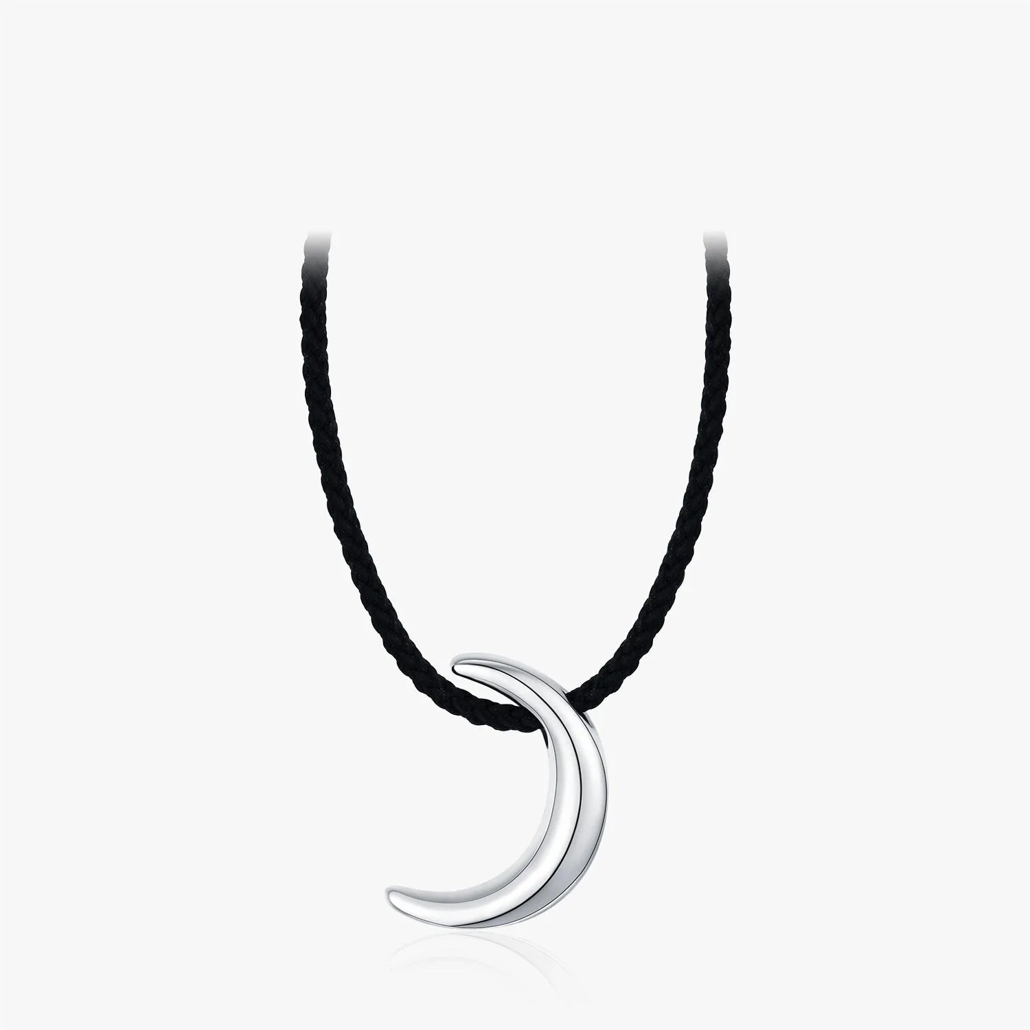 925 Sterling Silver Mirror Texture Moon Pendant Necklace