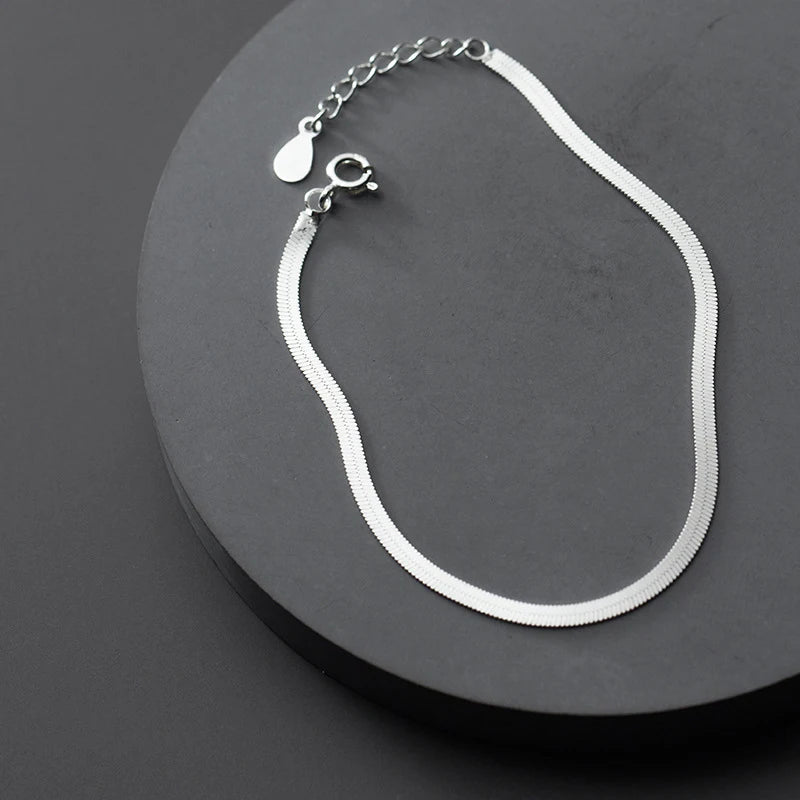 925 Sterling Silver Snake Bone Chain Bracelet