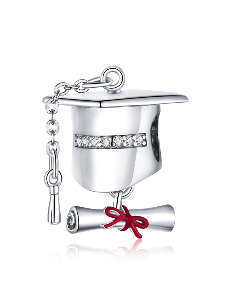 925 Sterling Silver Graduation Owl & Cap Charm