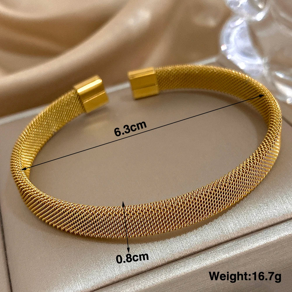 Hand-Woven Twisted Metal Open Bracelet