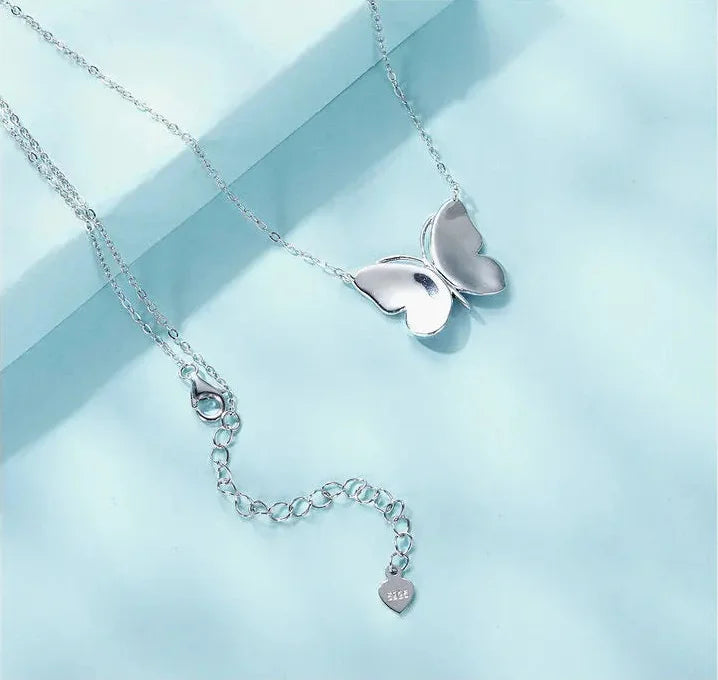 WOSTU Original 925 Sterling Silver Animal Starry Butterfly Necklace Adjustable Chain For Women Wedding Party Gift Fine Jewelry