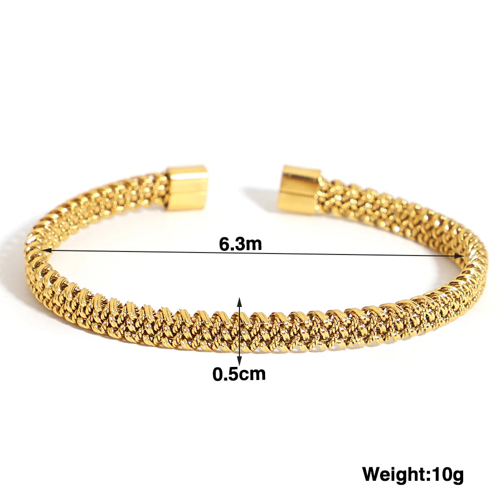 Hand-Woven Twisted Metal Open Bracelet