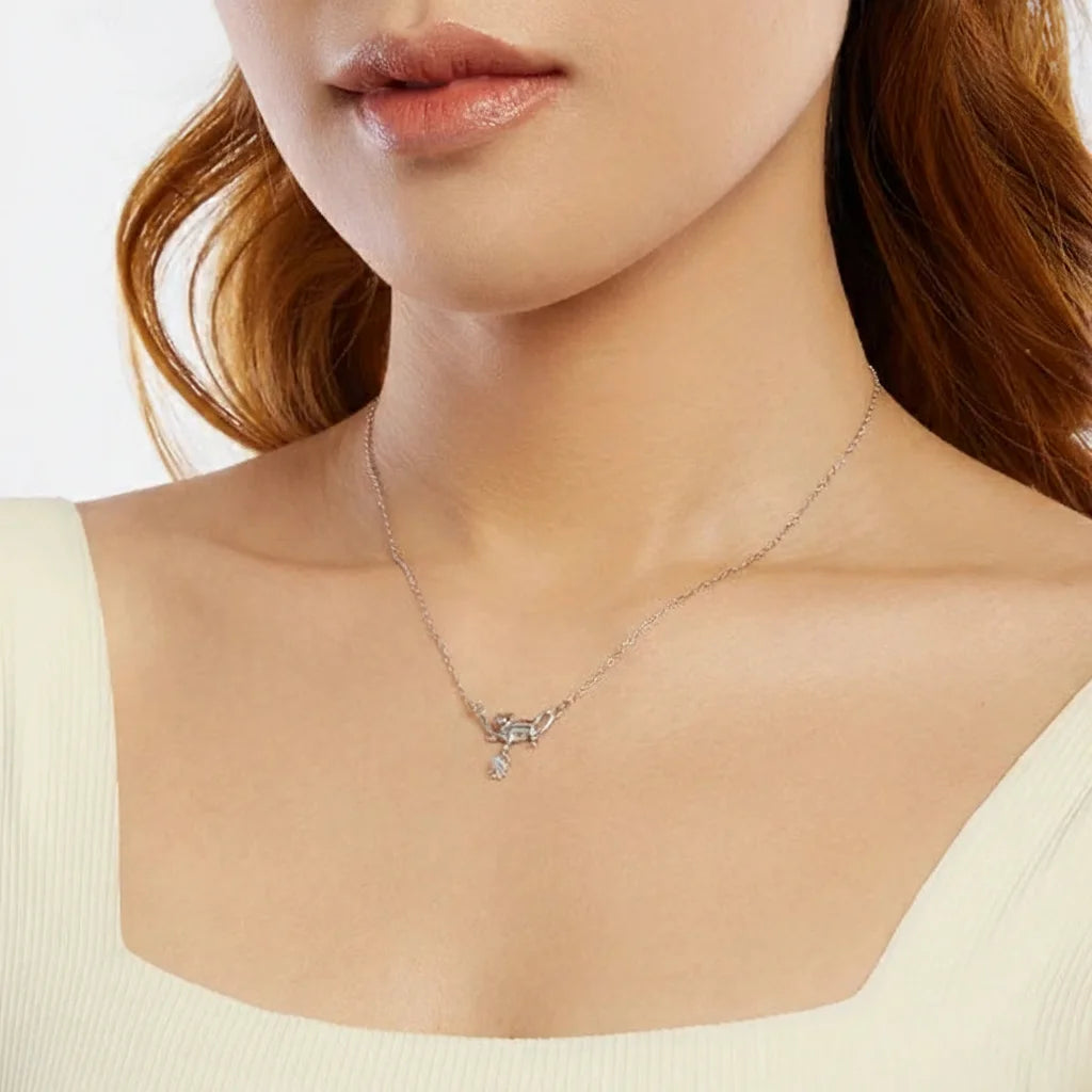 925 Sterling Silver Moonstone Cat Necklace