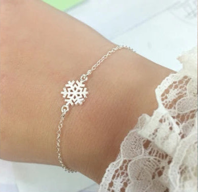 925 Sterling Silver Frosted Snowflake Chain Bracelet