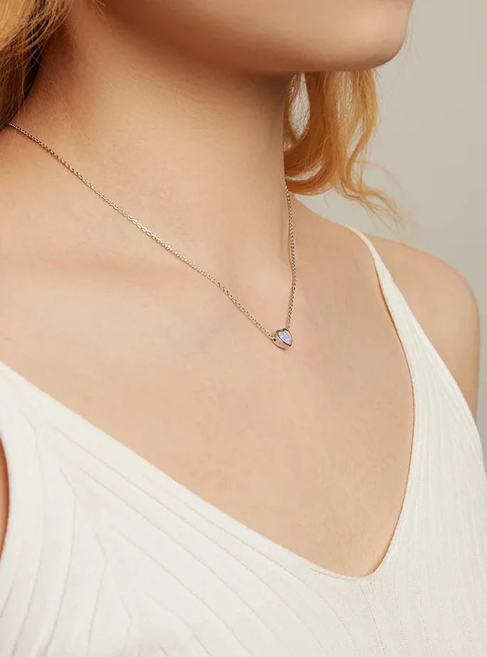 925 Sterling Silver Pink Opal Heart Jewelry Set