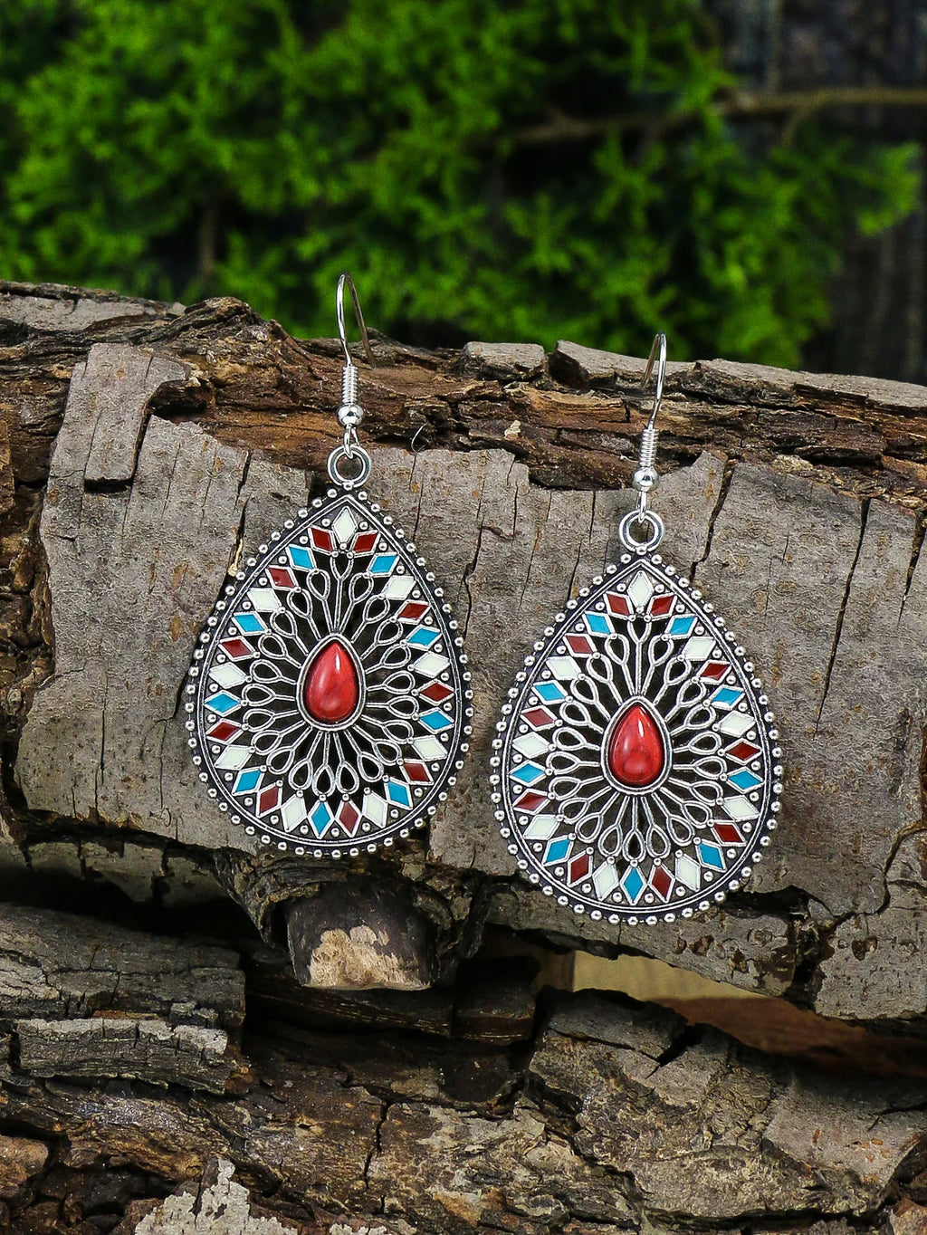 Bohemian Colored Glaze Necklace & Earrings Set