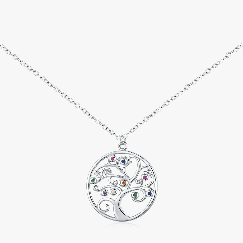 925 Sterling Silver Retro Tree Zirconia Pendant Necklace
