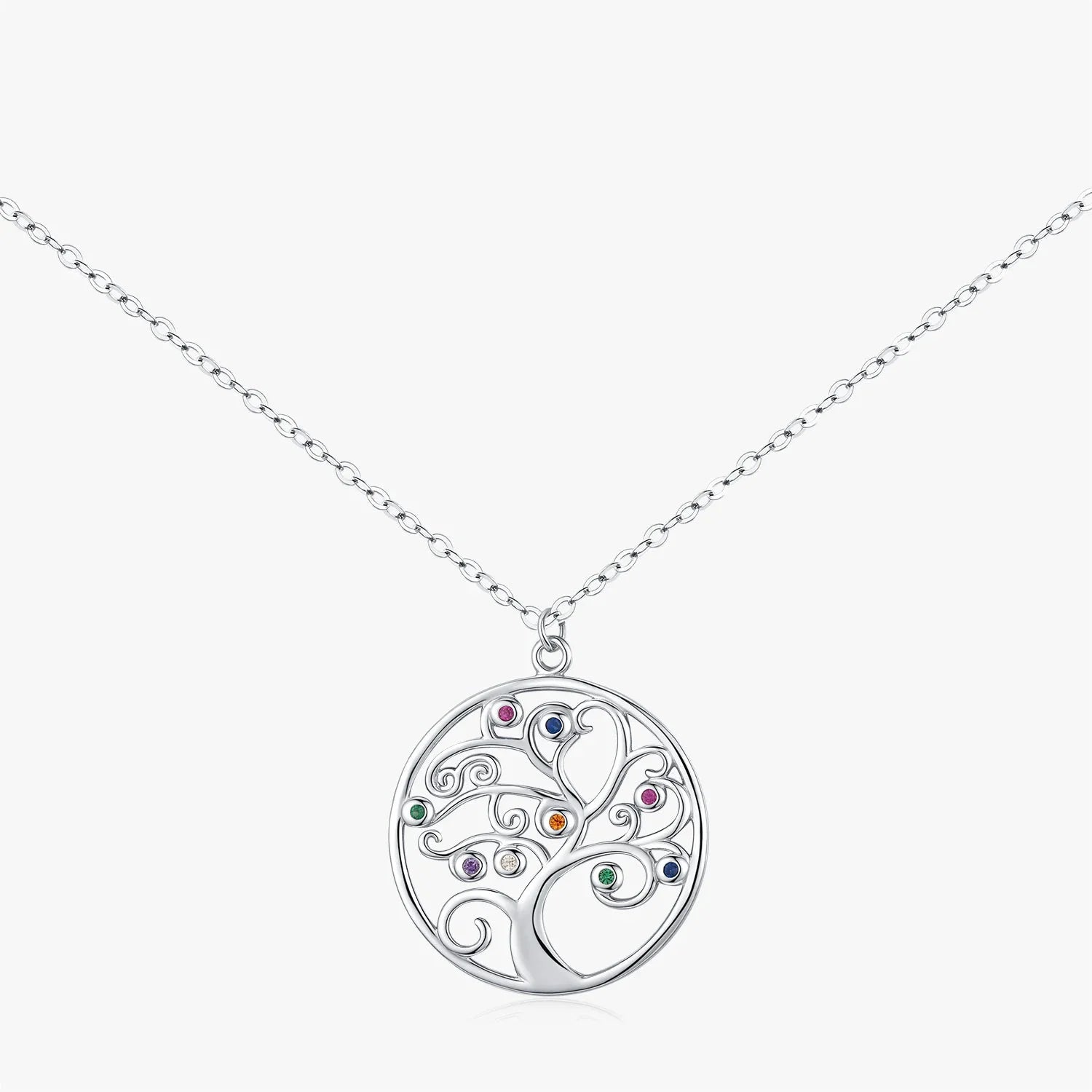 925 Sterling Silver Retro Tree Zirconia Pendant Necklace