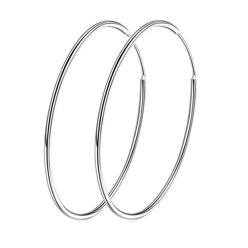 925 Sterling Silver Large Circle Hoop Earrings