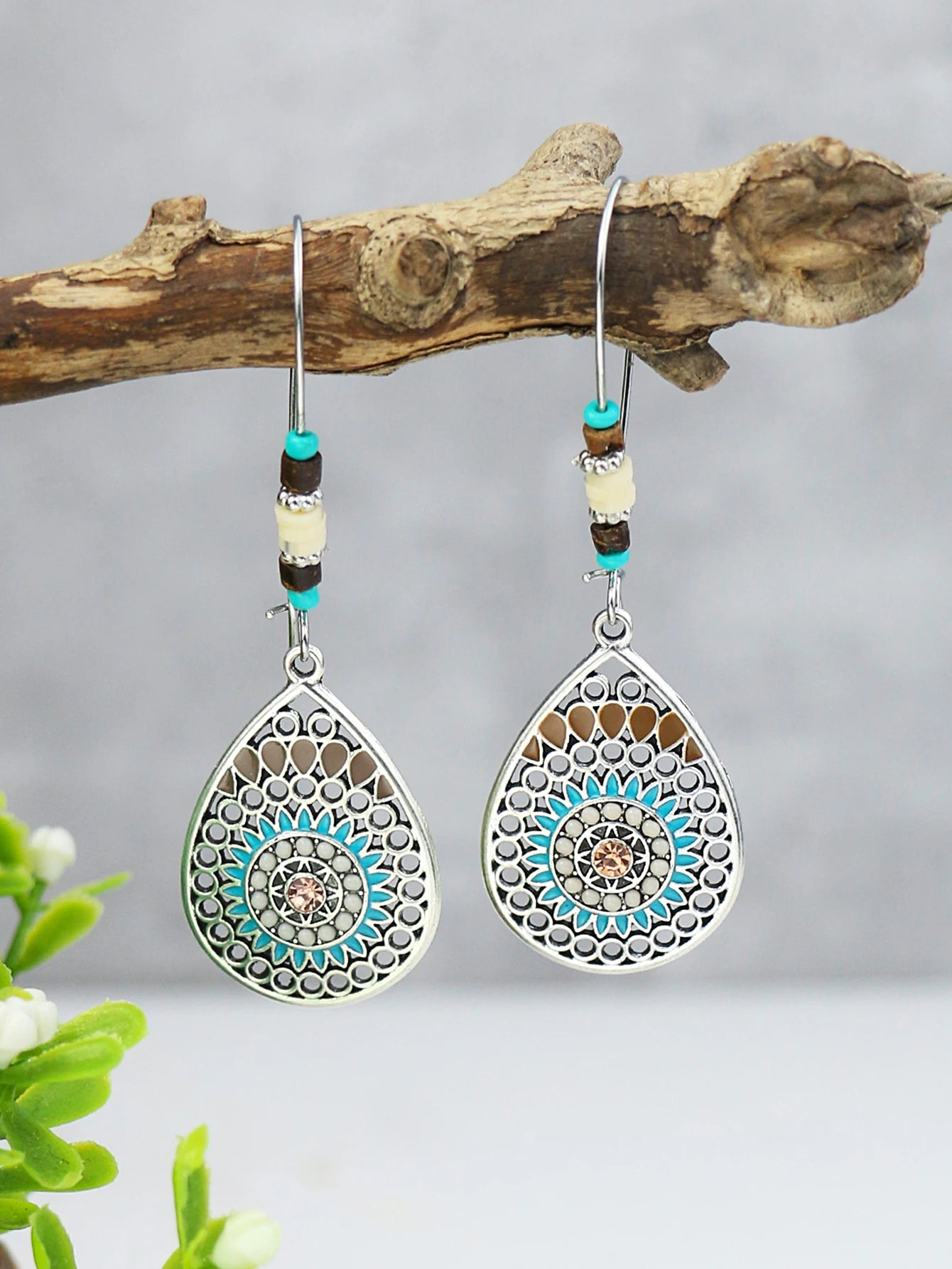 Bohemian Colored Glaze Necklace & Earrings Set