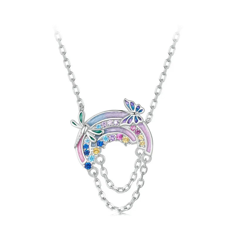925 Sterling Silver Fantasy Rainbow Planet Necklace
