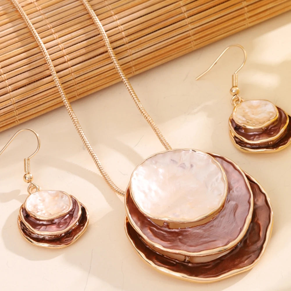 Round Irregular Necklace & Earrings Set