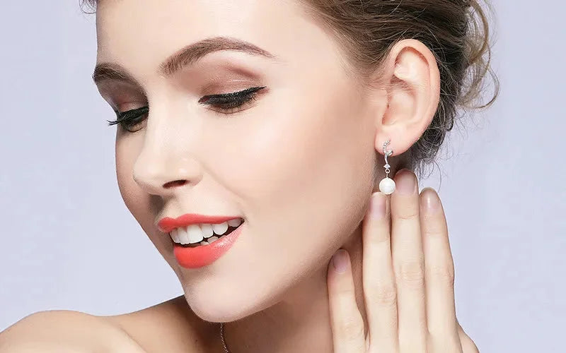 925 Sterling Silver Pearl Wave Drop Earrings