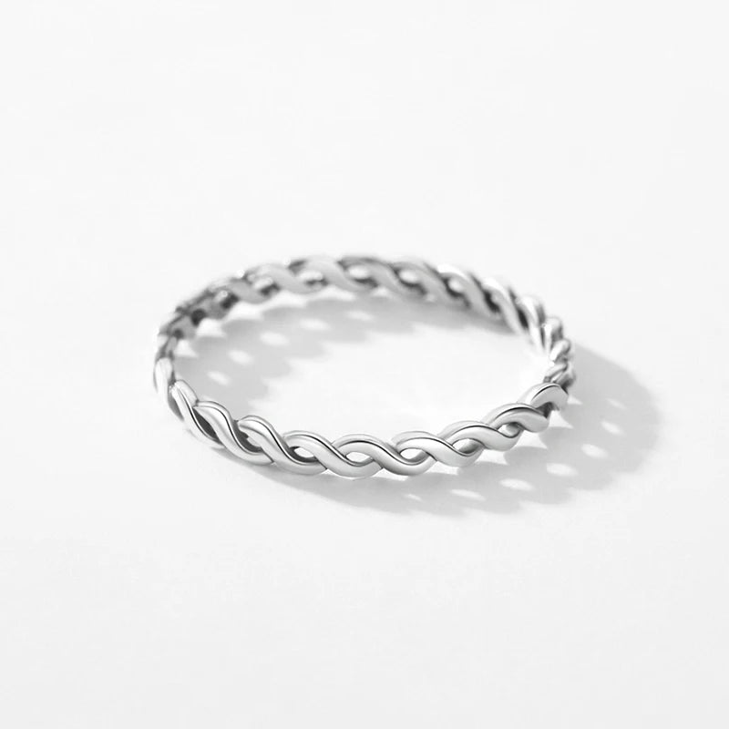 925 Sterling Silver Twisted Texture Stackable Ring