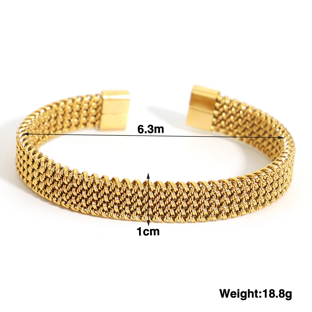 Hand-Woven Twisted Metal Open Bracelet