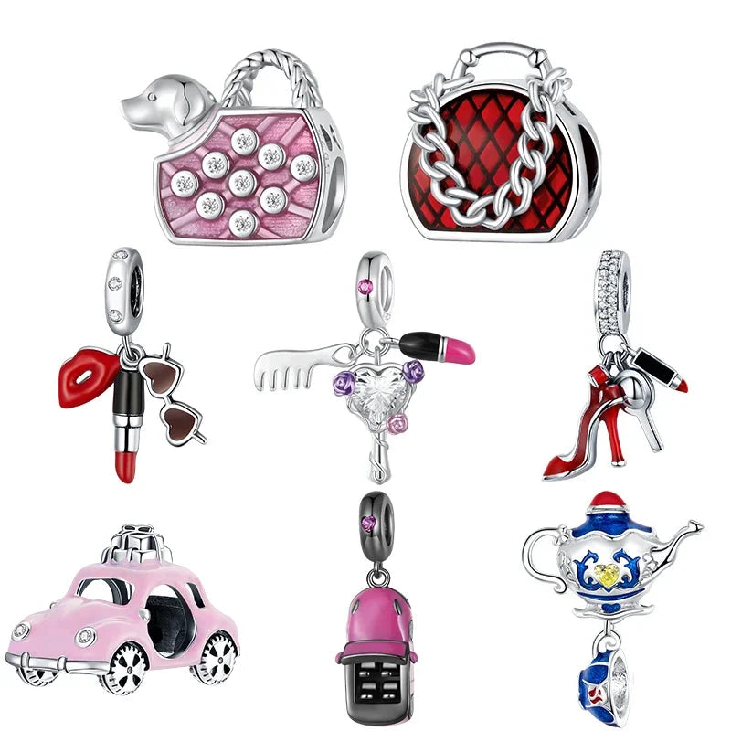 925 Sterling Silver Beauty Cosmetics Hanging Charm