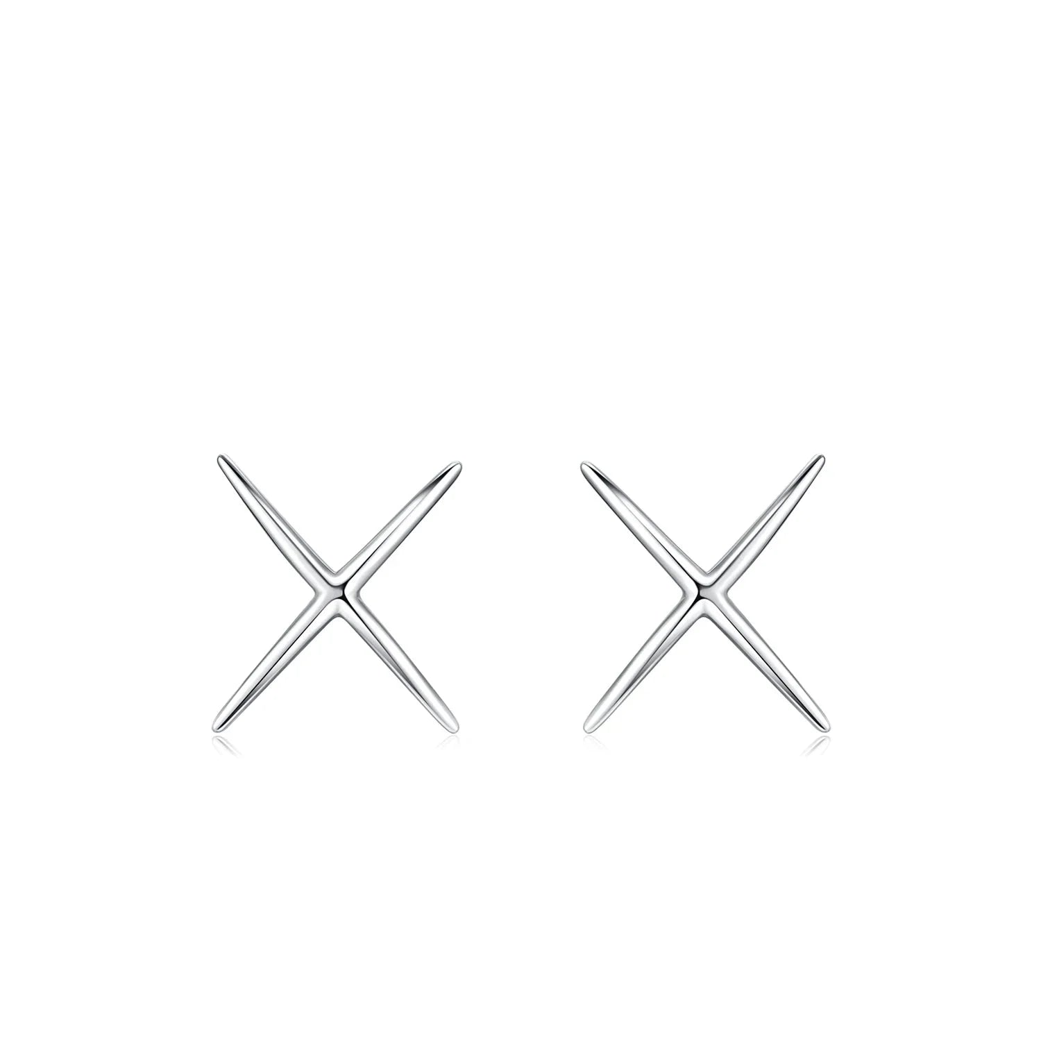 925 Sterling Silver X-Line Minimalist Stud Earrings