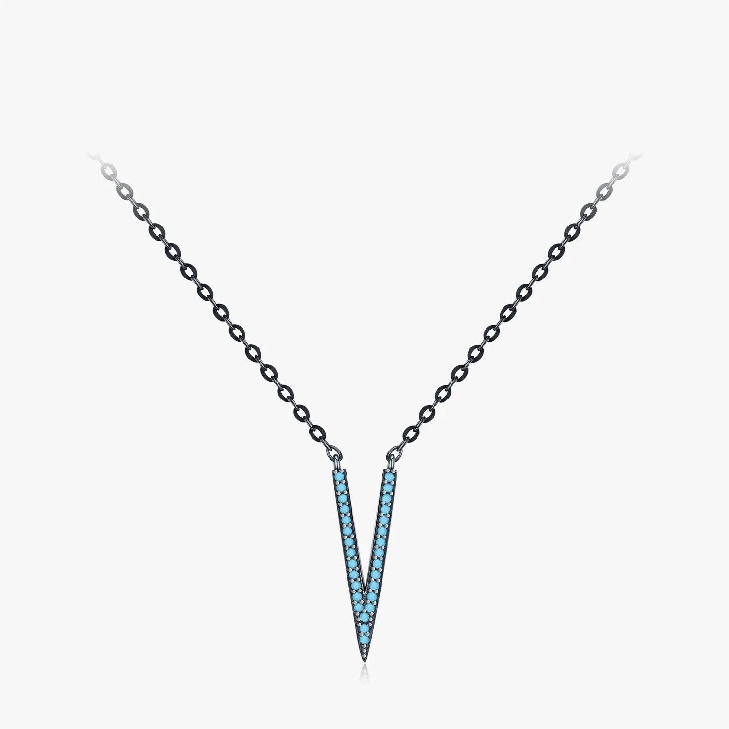 925 Sterling Silver V-Shape Turquoise Necklace
