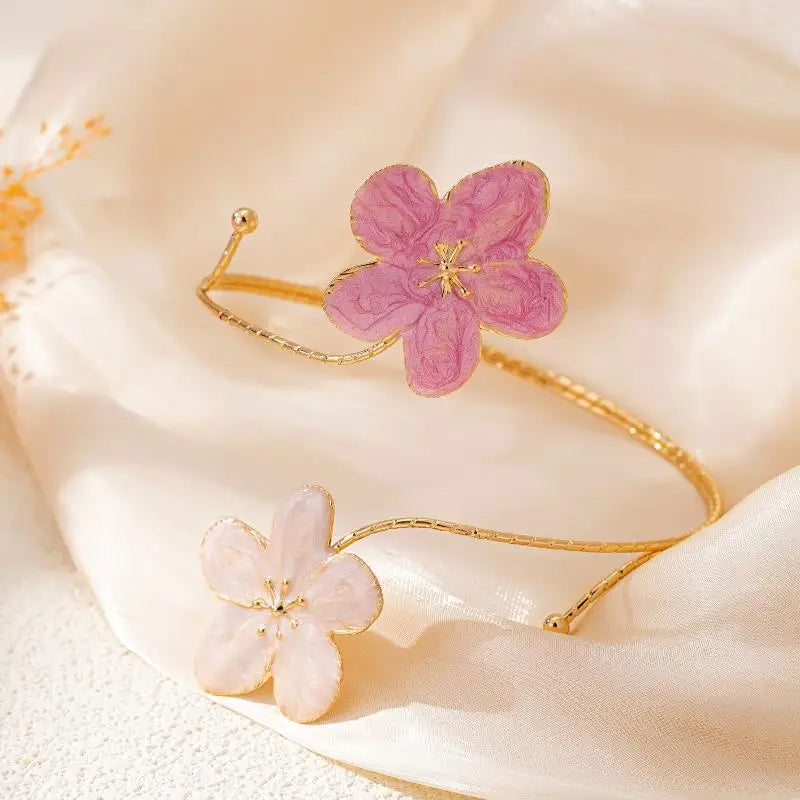 Vintage Floral Enamel Open Cuff Armlet