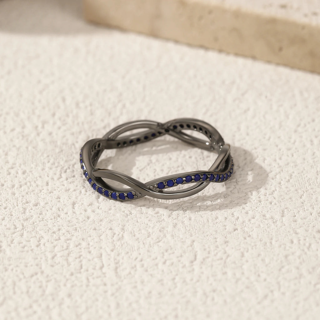 925 Sterling Silver Black Lapis Lazuli Stackable Ring