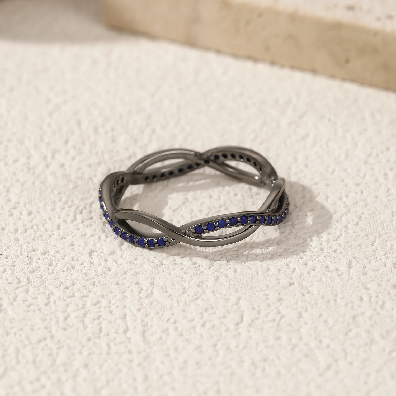 925 Sterling Silver Black Lapis Lazuli Stackable Ring