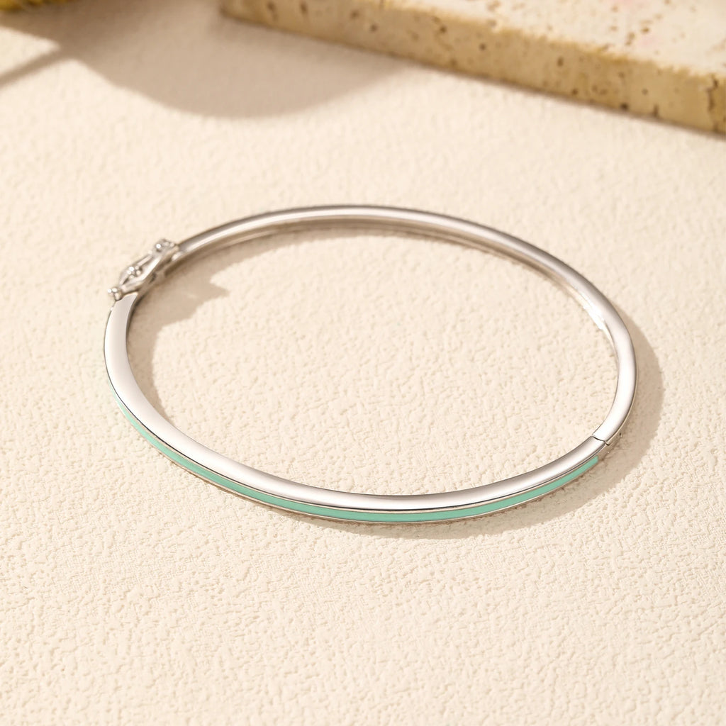 925 Sterling Silver Mint Green Enamel Bangle