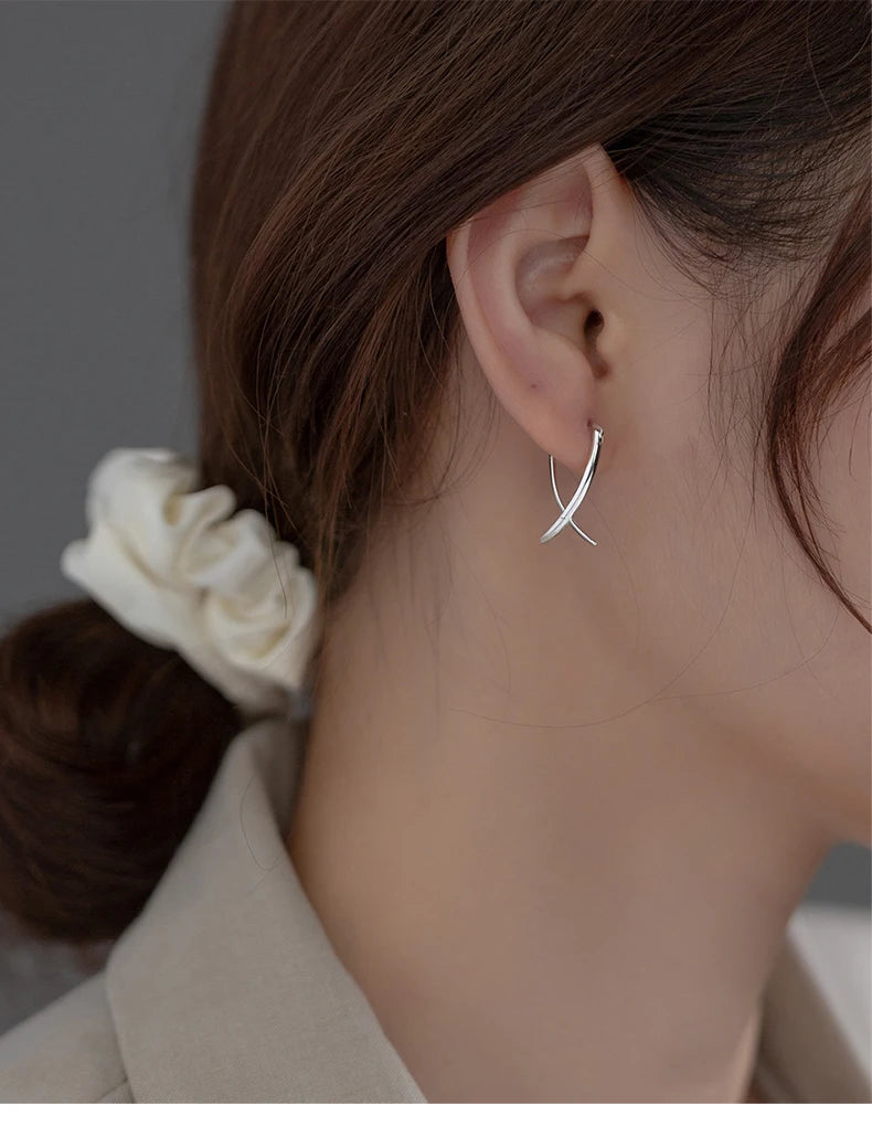 925 Sterling Silver Abstract Hoop Earrings