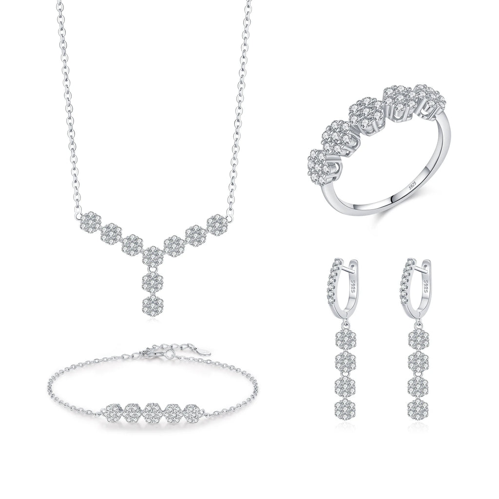 925 Sterling Silver Flower Jewelry Set
