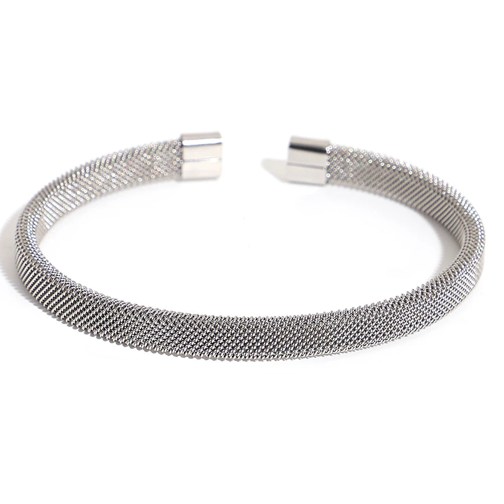 Hand-Woven Twisted Metal Open Bracelet