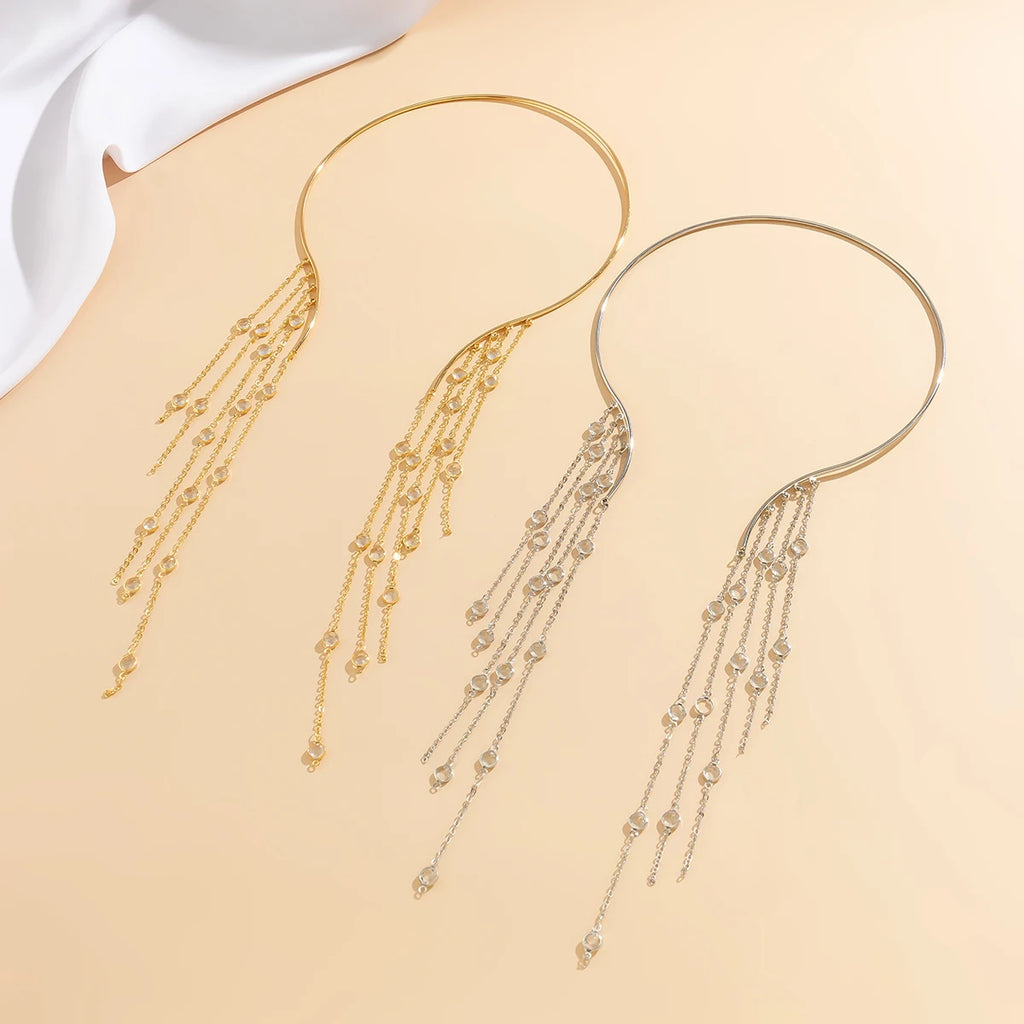 Vintage Pearl Star Tassel Choker Necklace