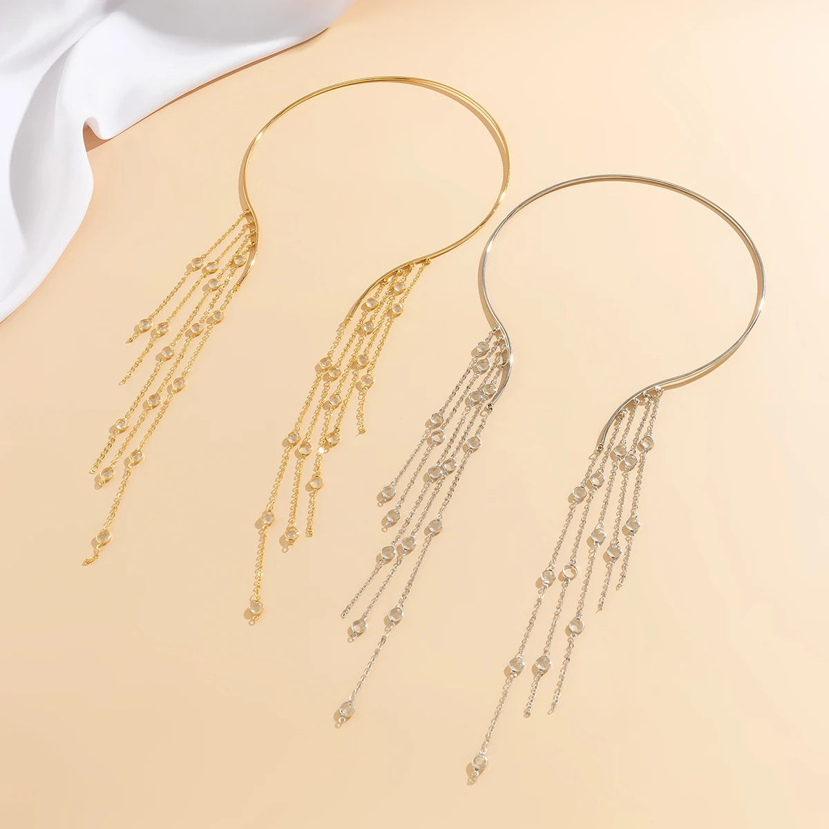 Vintage Pearl Star Tassel Choker Necklace