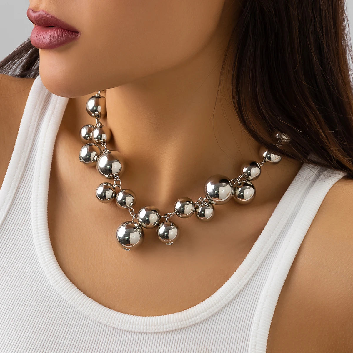 Chunky Acrylic Bead Chain Choker Necklace