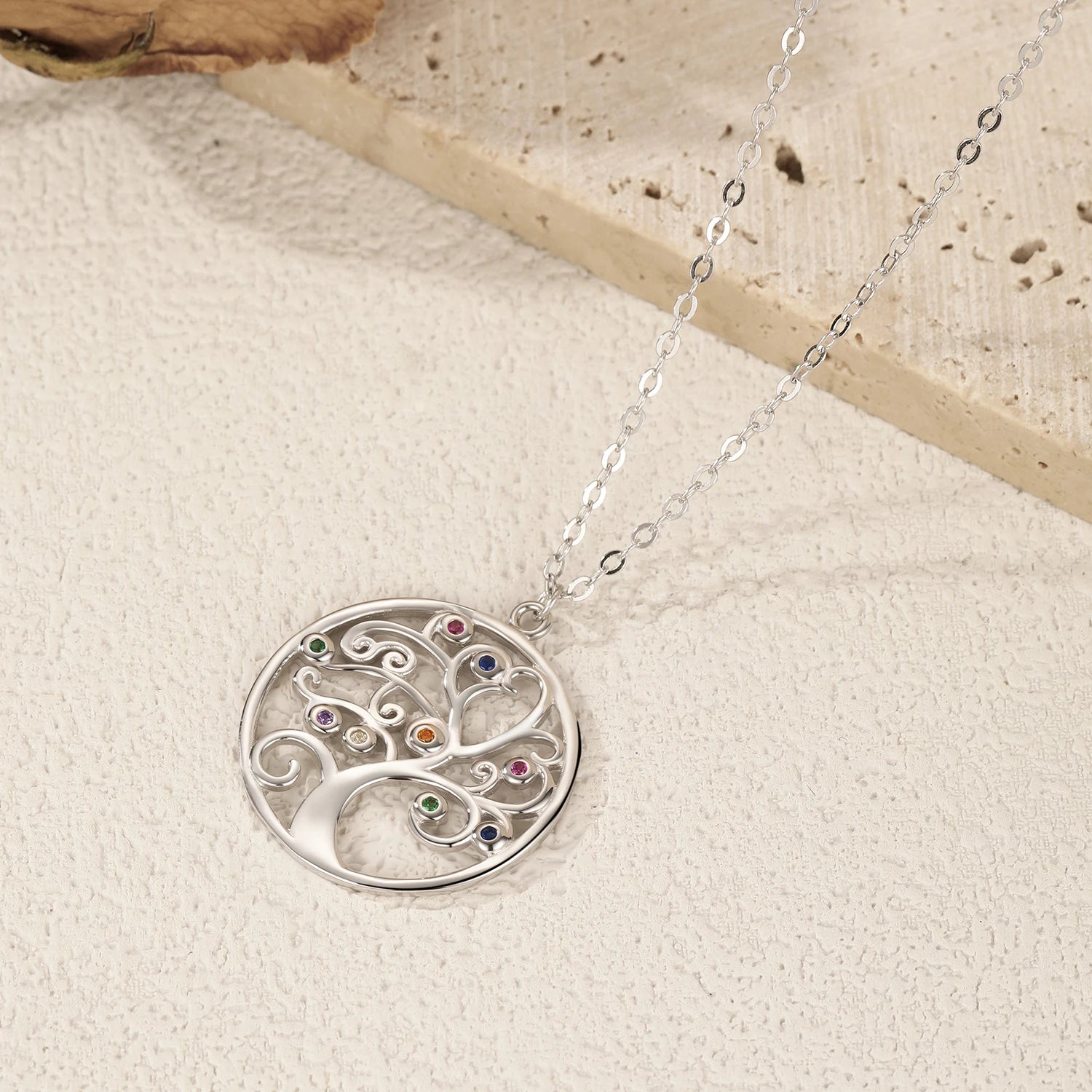 925 Sterling Silver Retro Tree Zirconia Pendant Necklace