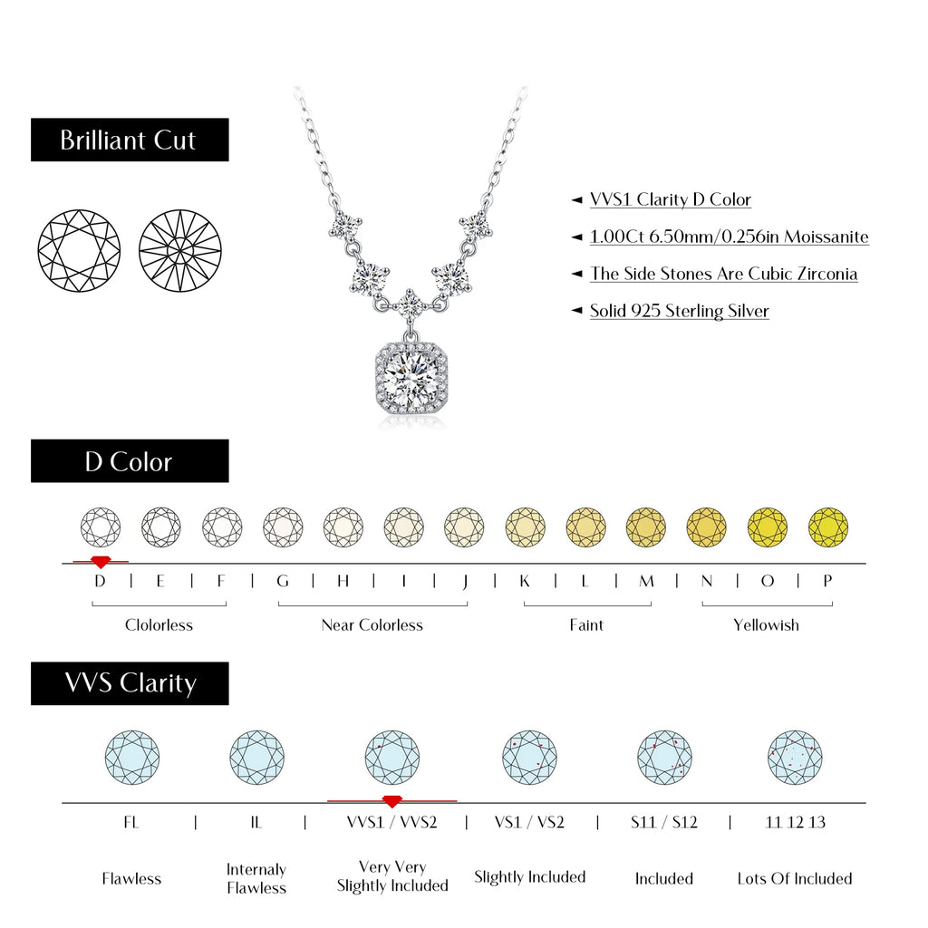 925 Sterling Silver D Color Moissanite Geometric Jewelry Set