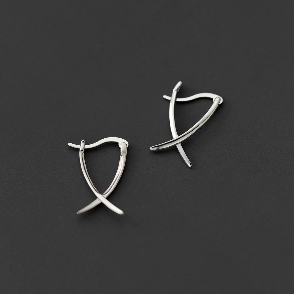 925 Sterling Silver Abstract Hoop Earrings