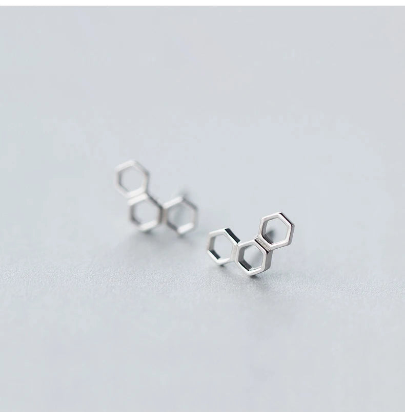 925 Sterling Silver Honeycomb Stud Earrings