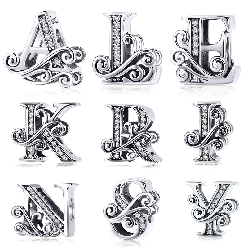 925 Sterling Silver Alphabet Letter Charm