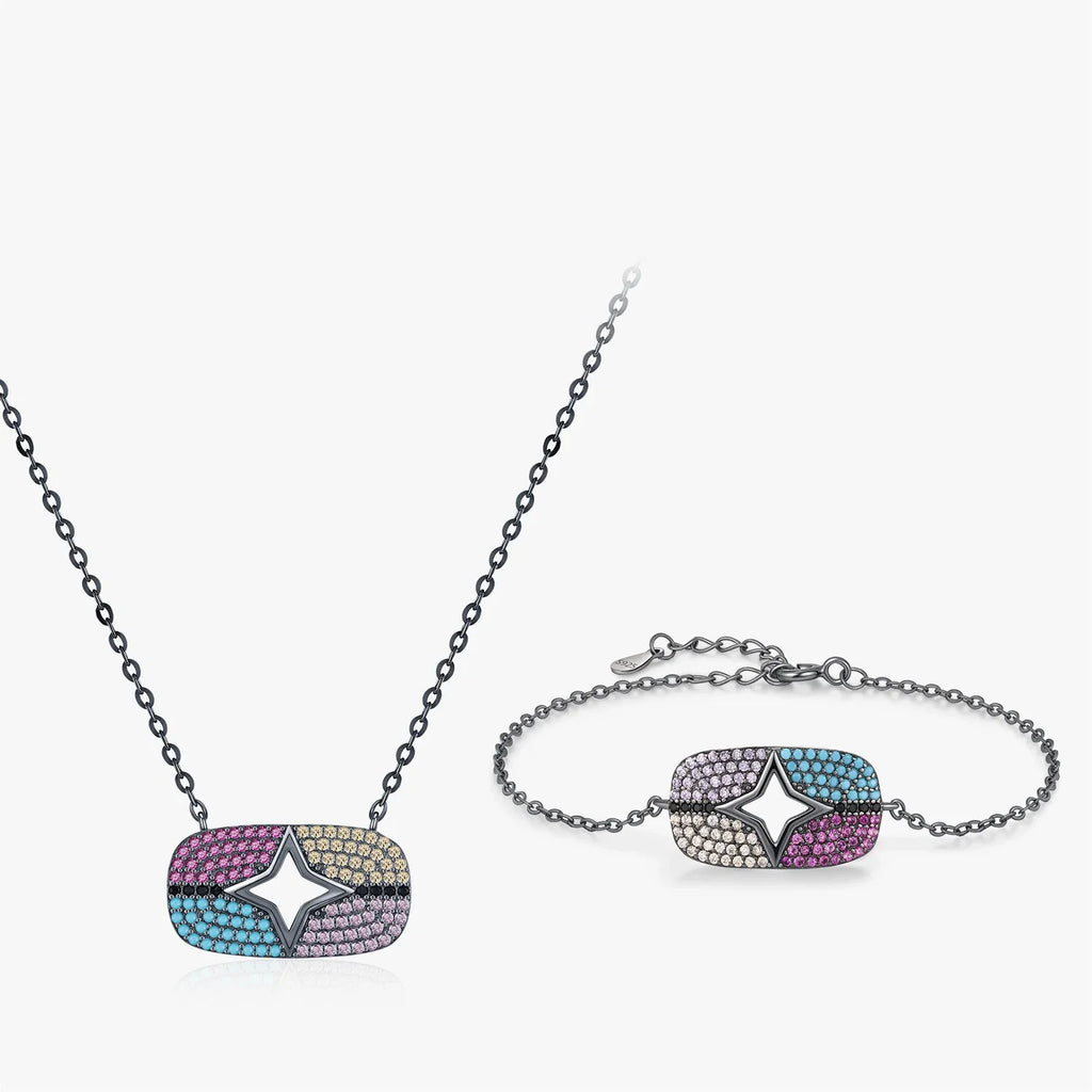 925 Sterling Silver Colorful Stars Jewelry Set