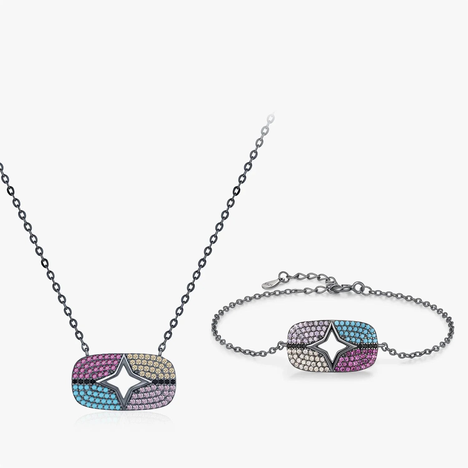 925 Sterling Silver Colorful Stars Jewelry Set