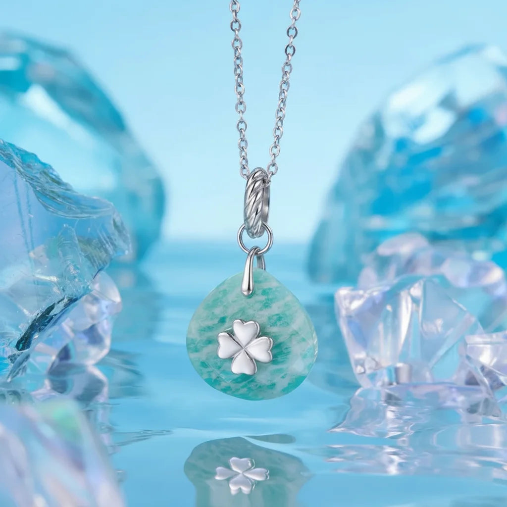 925 Sterling Silver Lucky Amazonite & Amethyst Charm