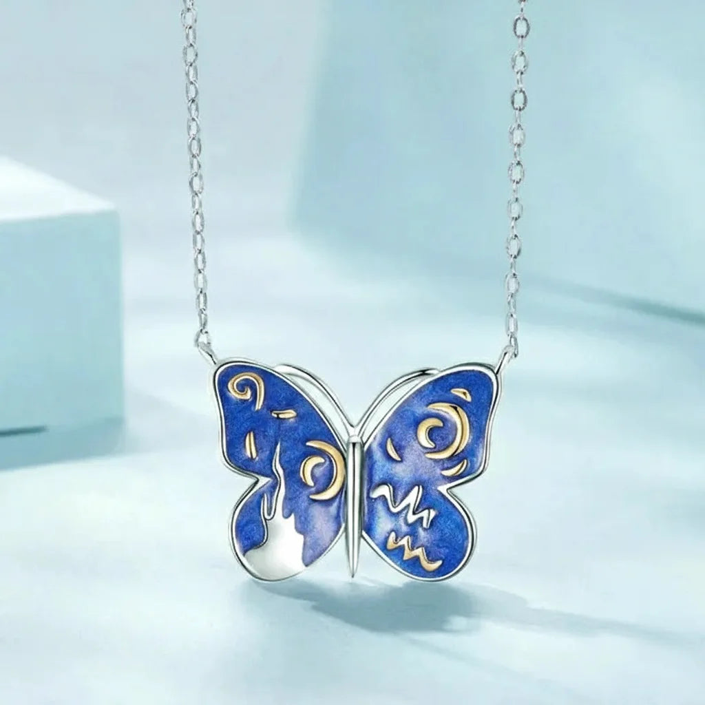 WOSTU Original 925 Sterling Silver Animal Starry Butterfly Necklace Adjustable Chain For Women Wedding Party Gift Fine Jewelry